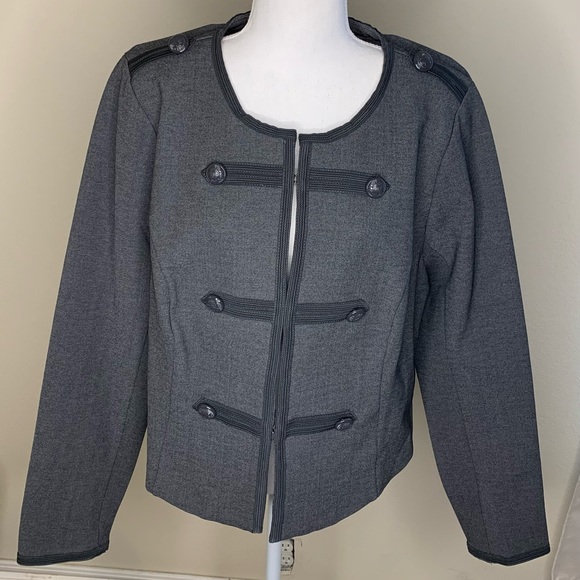 TORRID: Fitted Military Jacket - Charcoal Gray - Hook & Eye Closure 🦆 - Picture 1 of 7